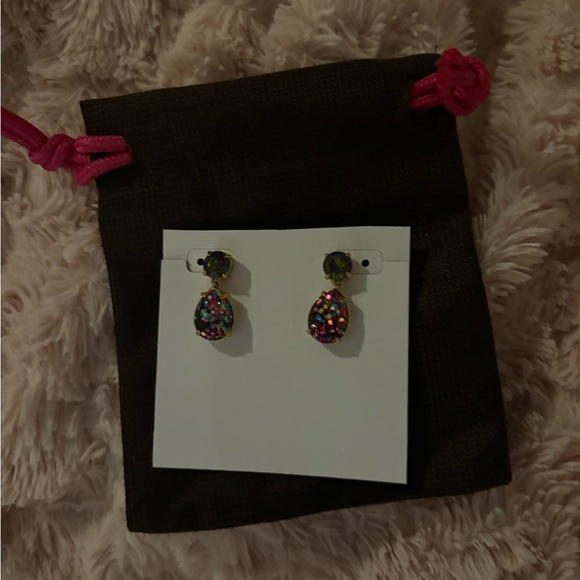 Kate Spade NWOT glitter gold drop earrings - Picture 5 of 5